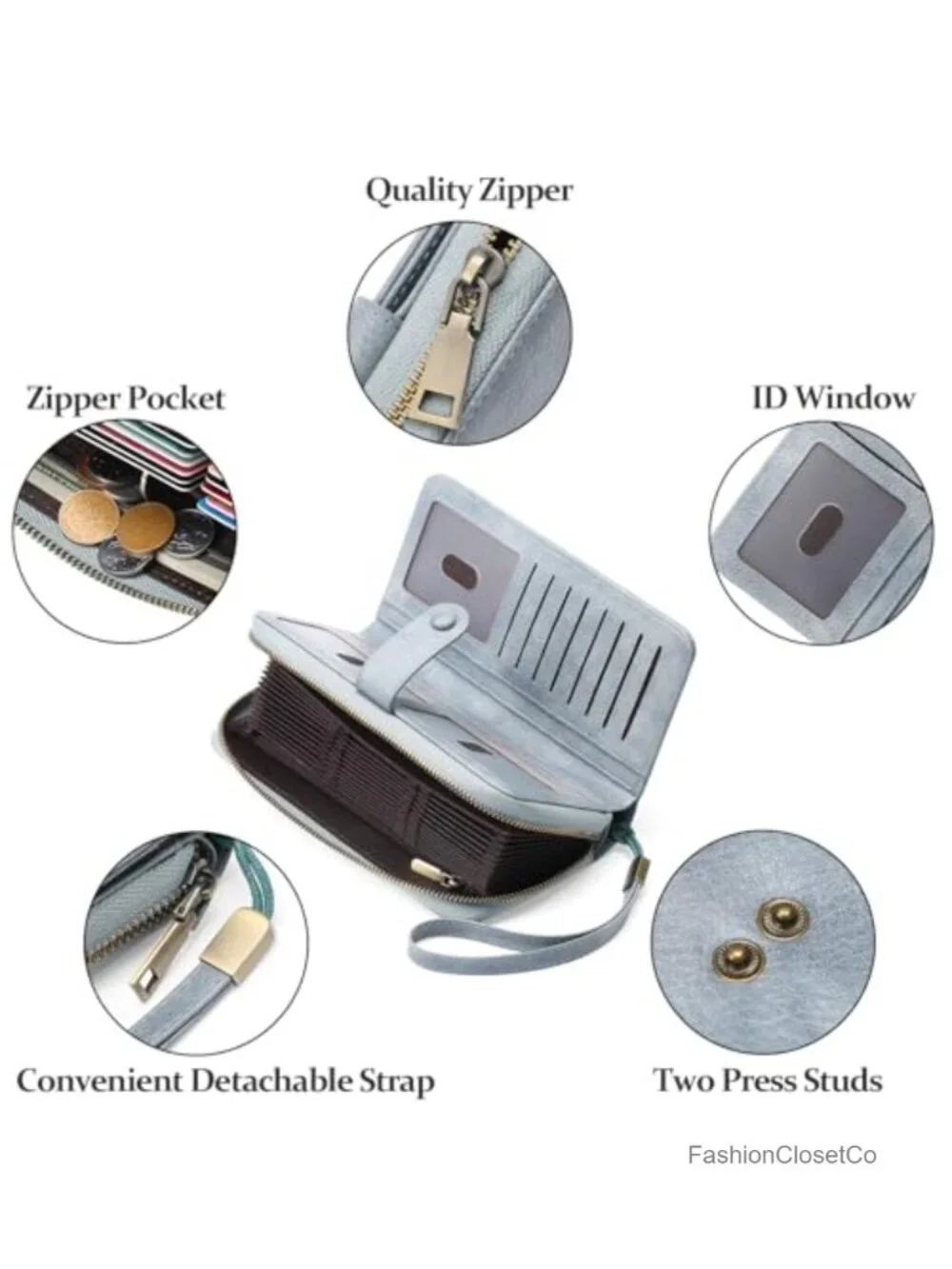 PU Leather RFID Blocking Credit Card Holder Wallet with Wristlet 45 Slots